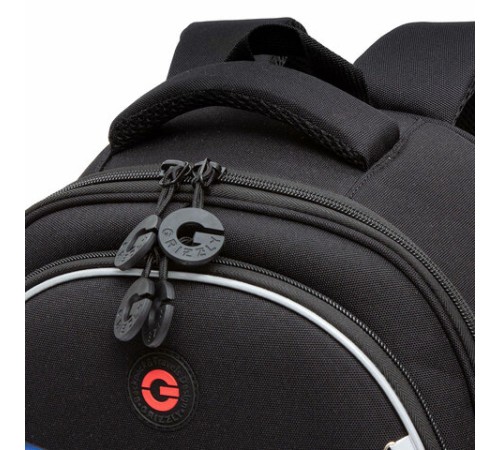 Ранец GRIZZLY анатомическая спинка, с бейджем, для мальчиков, RACER, 36х28х20 см, RAz-487-12/1