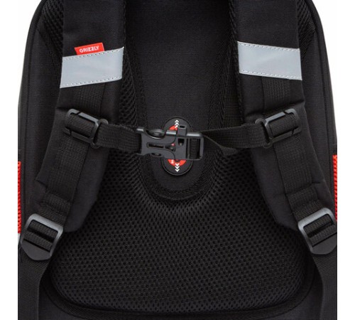 Ранец GRIZZLY анатомическая спинка, с бейджем, для мальчиков, RACER, 36х28х20 см, RAz-487-12/1