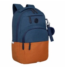 Рюкзак GRIZZLY школьный, укрепленная спинка, 2 отделения, для девочек, BLUE/ORANGE, 43х27,5х16 см, RD-341-2/3