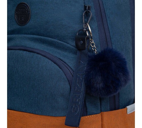 Рюкзак GRIZZLY школьный, укрепленная спинка, 2 отделения, для девочек, BLUE/ORANGE, 43х27,5х16 см, RD-341-2/3