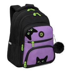 Рюкзак GRIZZLY школьный, укрепленная спинка, 3 отделения, для девочек, 