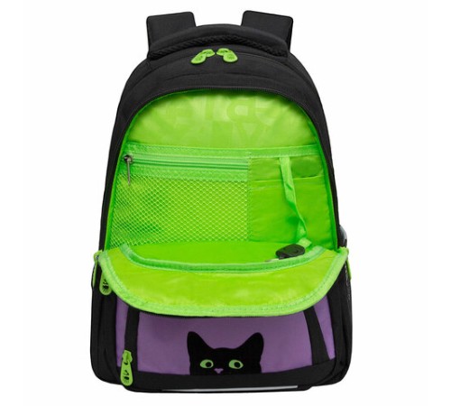 Рюкзак GRIZZLY школьный, укрепленная спинка, 3 отделения, для девочек, 