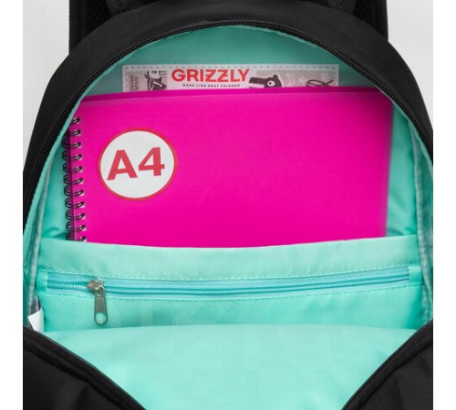 Рюкзак GRIZZLY школьный, анатомическая спинка, 2 отделения, для девочек, 