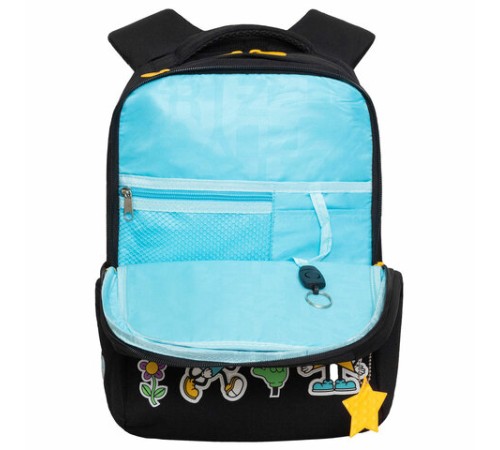 Рюкзак GRIZZLY школьный, анатомическая спинка, 2 отделения, для девочек, EMOJI, 39х26х17 см, RG-466-2/1