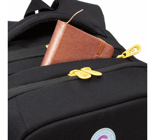 Рюкзак GRIZZLY школьный, анатомическая спинка, 2 отделения, для девочек, EMOJI, 39х26х17 см, RG-466-2/1