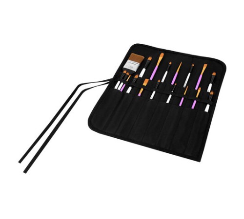 Пенал-скрутка органайзер для кистей и инструментов, 16 ячеек, черный, BRAUBERG ART DEBUT, 272992