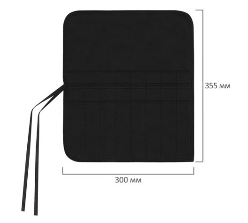 Пенал-скрутка органайзер для кистей и инструментов, 16 ячеек, черный, BRAUBERG ART DEBUT, 272992