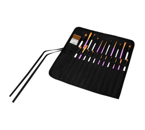 Пенал-скрутка органайзер для кистей и инструментов, 24 ячейки, черный, BRAUBERG ART DEBUT, 272993