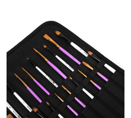 Пенал-скрутка органайзер для кистей и инструментов, 24 ячейки, черный, BRAUBERG ART DEBUT, 272993