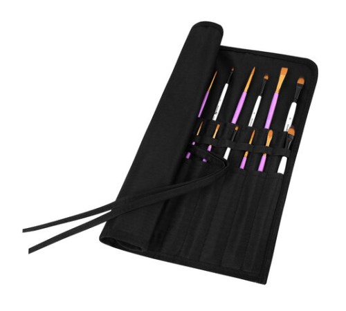 Пенал-скрутка органайзер для кистей и инструментов, 24 ячейки, черный, BRAUBERG ART DEBUT, 272993