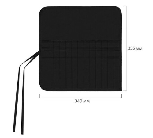 Пенал-скрутка органайзер для кистей и инструментов, 24 ячейки, черный, BRAUBERG ART DEBUT, 272993