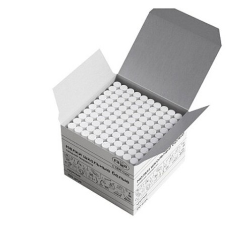 Мел белый круглый средней твердости 100 штук, ГАММА, картонная упаковка, 280120212