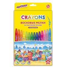 Восковые мелки утолщенные на масляной основе ЮНЛАНДИЯ 