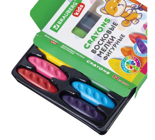 Восковые мелки фигурные BRAUBERG KIDS 