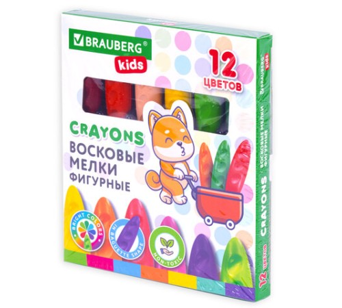 Восковые мелки фигурные BRAUBERG KIDS 