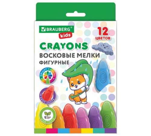 Восковые мелки фигурные BRAUBERG KIDS 