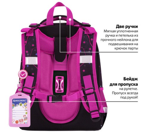 Ранец BRAUBERG PREMIUM, 2 отделения, с брелоком, 