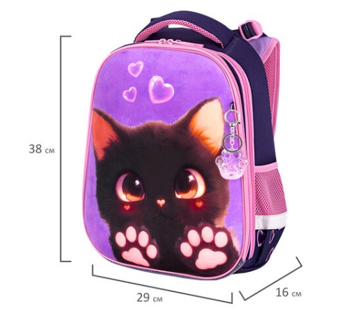 Ранец BRAUBERG PREMIUM, 2 отделения, с брелоком, 