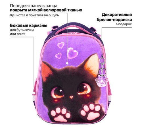 Ранец BRAUBERG PREMIUM, 2 отделения, с брелоком, 