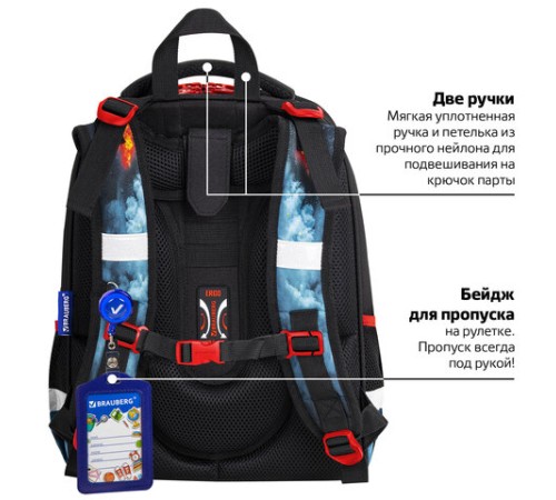 Ранец BRAUBERG PREMIUM, 2 отделения, с брелоком, 