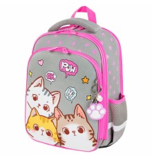 Ранец BRAUBERG QUADRO, 3 отделения, с брелком, Hi there, велюровая панель, 37х28х18 см, 273105