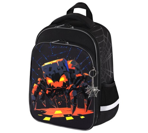 Ранец BRAUBERG QUADRO, 3 отделения, с брелком, Fire spider, 37х28х18 см, 273106