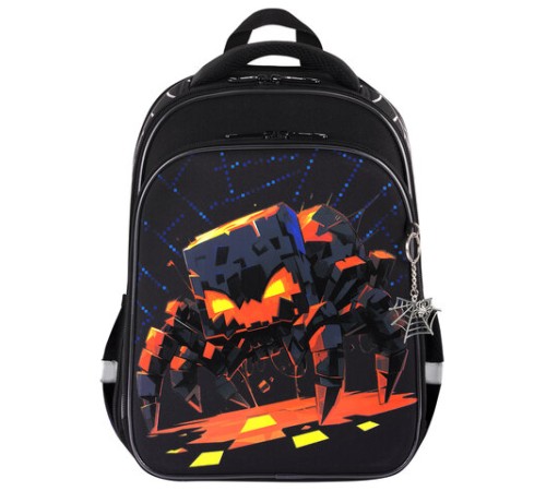 Ранец BRAUBERG QUADRO, 3 отделения, с брелком, Fire spider, 37х28х18 см, 273106