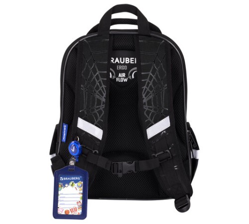 Ранец BRAUBERG QUADRO, 3 отделения, с брелком, Fire spider, 37х28х18 см, 273106