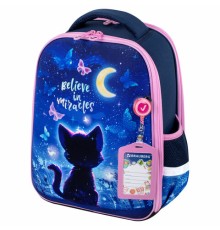 Ранец BRAUBERG FIT, 2 отделения, Night watcher, СВЕТЯЩИЙСЯ, 38х27х14 см, 273108