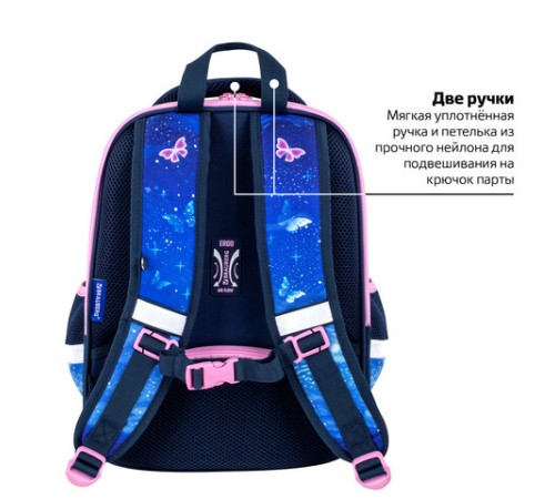 Ранец BRAUBERG FIT, 2 отделения, Night watcher, СВЕТЯЩИЙСЯ, 38х27х14 см, 273108