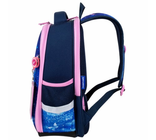 Ранец BRAUBERG FIT, 2 отделения, Night watcher, СВЕТЯЩИЙСЯ, 38х27х14 см, 273108