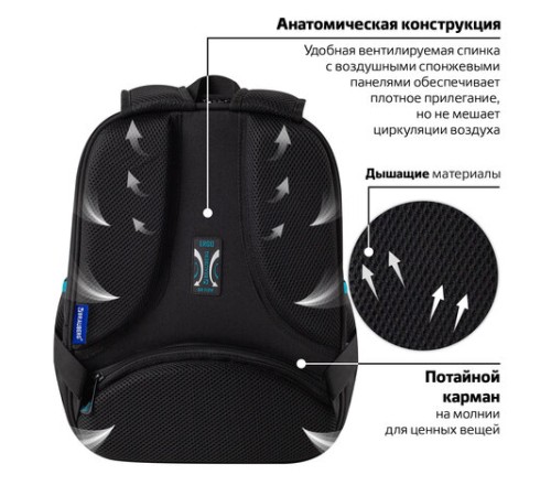 Ранец BRAUBERG FIT, 2 отделения, Speed increase, 38х27х14 см, 273109