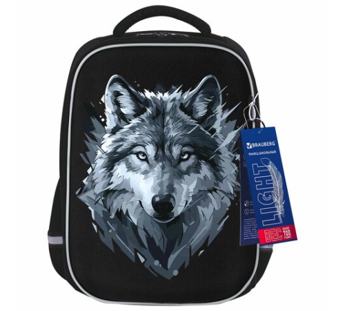 Ранец BRAUBERG LIGHT, 1 отделение, с брелком, Gray wolf, 36х26х13 см, 273111