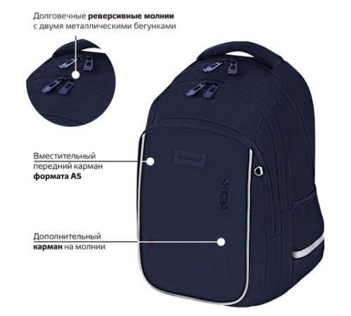 Рюкзак BRAUBERG INTENT, 2 отделения, 4 кармана, 