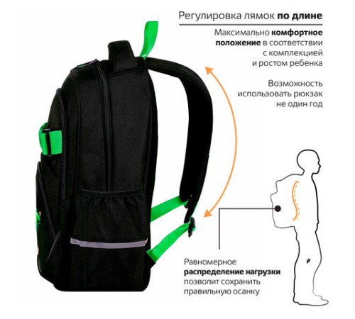 Рюкзак BRAUBERG MOTION, 2 отделения, 3 кармана, 