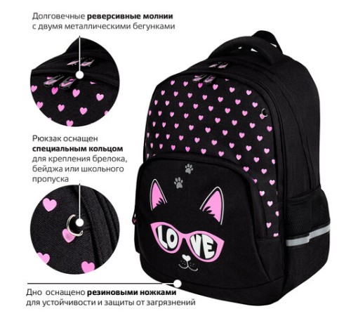 Рюкзак BRAUBERG SOFT, 2 отделения, 3 кармана, 