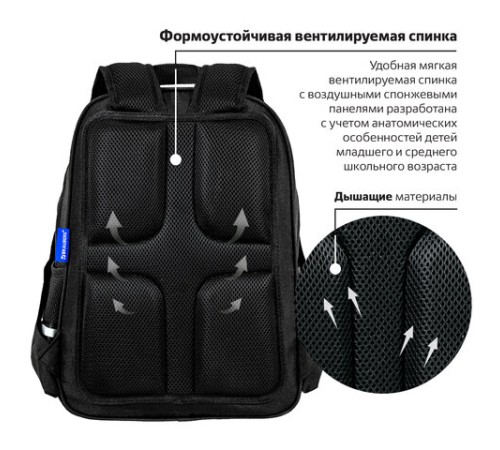 Рюкзак BRAUBERG SOFT, 2 отделения, 3 кармана, 