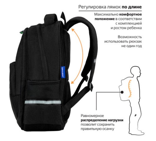 Рюкзак BRAUBERG SOFT, 2 отделения, 3 кармана, 