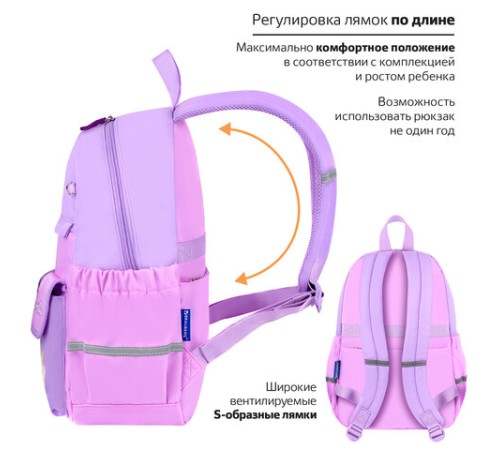 Рюкзак BRAUBERG PASTEL с термонашивками в комплекте, 