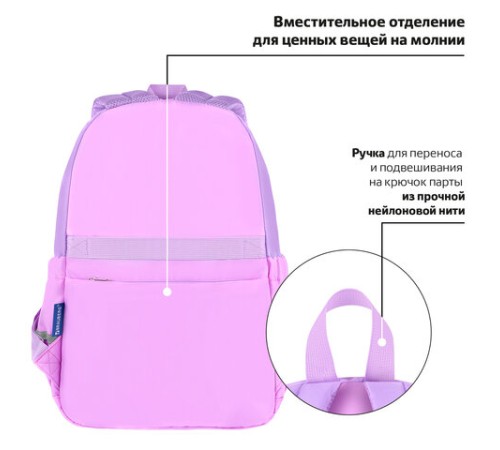 Рюкзак BRAUBERG PASTEL с термонашивками в комплекте, 