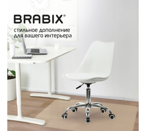 Кресло стул BRABIX "Eames MG-310 CH", хром, пластик белый, экокожа белая, 532923 Кресло стул BRABIX "Eames MG-310 CH", хром, пластик белый, экокожа белая, 532923