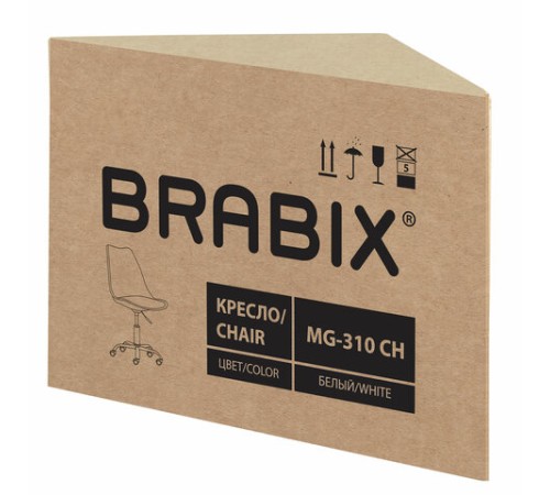 Кресло стул BRABIX "Eames MG-310 CH", хром, пластик белый, экокожа белая, 532923 Кресло стул BRABIX "Eames MG-310 CH", хром, пластик белый, экокожа белая, 532923