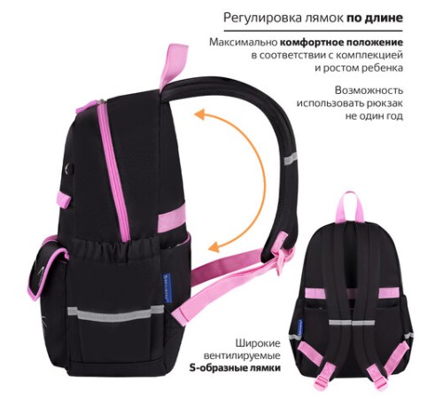 Рюкзак BRAUBERG PASTEL с термонашивками в комплекте, 