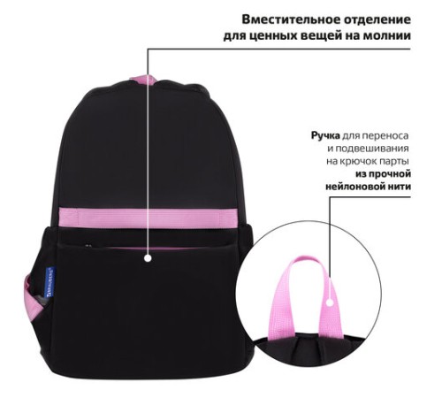 Рюкзак BRAUBERG PASTEL с термонашивками в комплекте, 