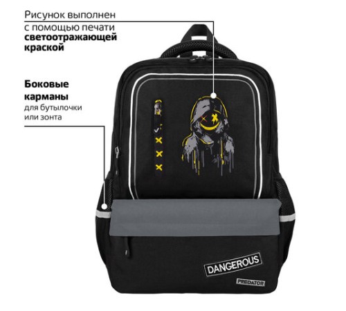 Рюкзак BRAUBERG STAR, 1 отделение, 5 карманов, 