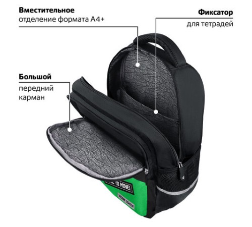 Рюкзак BRAUBERG STAR, 1 отделение, 5 карманов, 