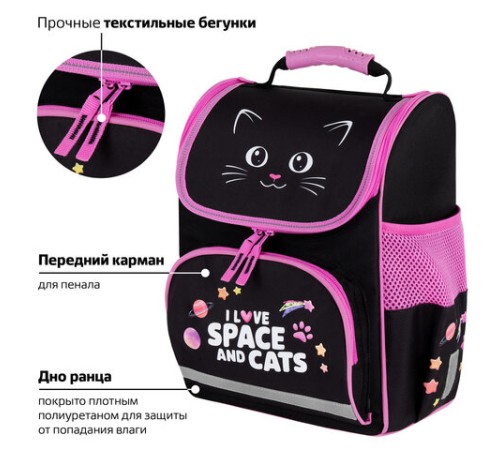 Ранец ПИФАГОР BASIC, 1 отделение, 3 кармана, эргономичная спинка, 