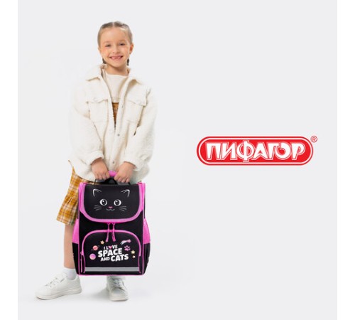 Ранец ПИФАГОР BASIC, 1 отделение, 3 кармана, эргономичная спинка, 