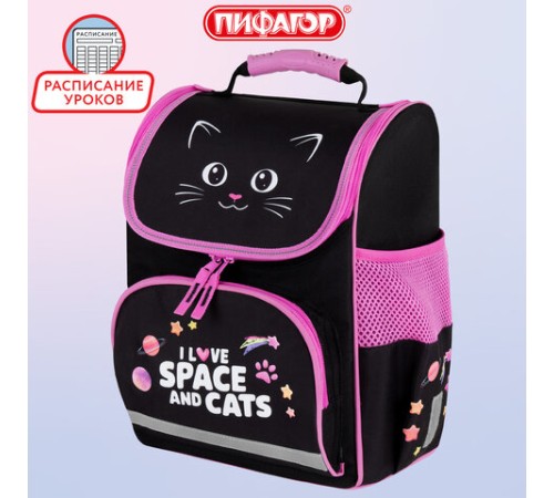 Ранец ПИФАГОР BASIC, 1 отделение, 3 кармана, эргономичная спинка, 