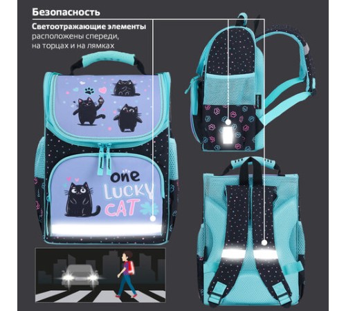 Ранец ПИФАГОР BASIC, 1 отделение, 3 кармана, эргономичная спинка, 